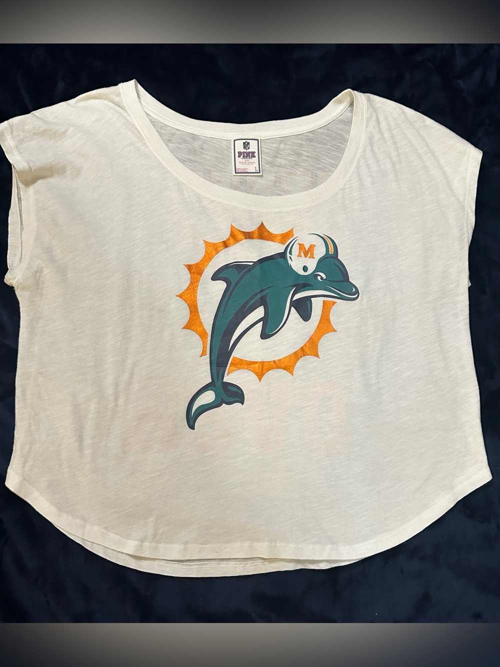 🐬 RARE Y2K FIND! VS PINK x NFL Miami Dolphins Slouchy Tee 🐬